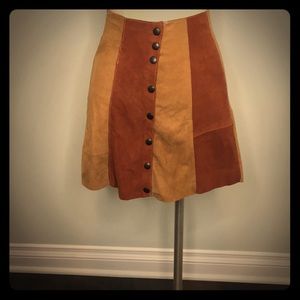 Suede patchwork mini skirt